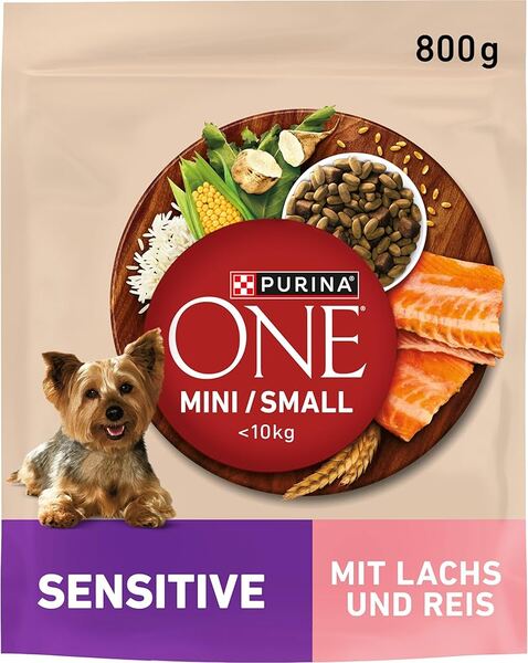 Purina ONE Mini/Small Sensitive Salmon &amp; Rice, Dry food for dogs, Adult, 800g