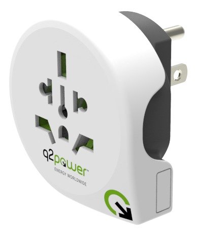 Q2power maadoitettu matkasovitin, koko maailma - Yhdysvallat,10A,valk.