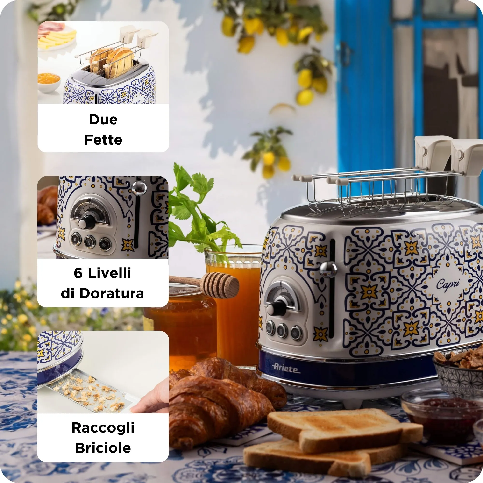 Ariete Capri toaster, 2 slices, Multicolor