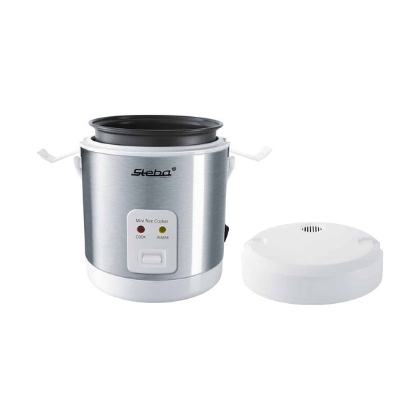 Steba RK 4 M Mini Rice Cooker, White/Stainless Steel, 200 W, 0.9 L