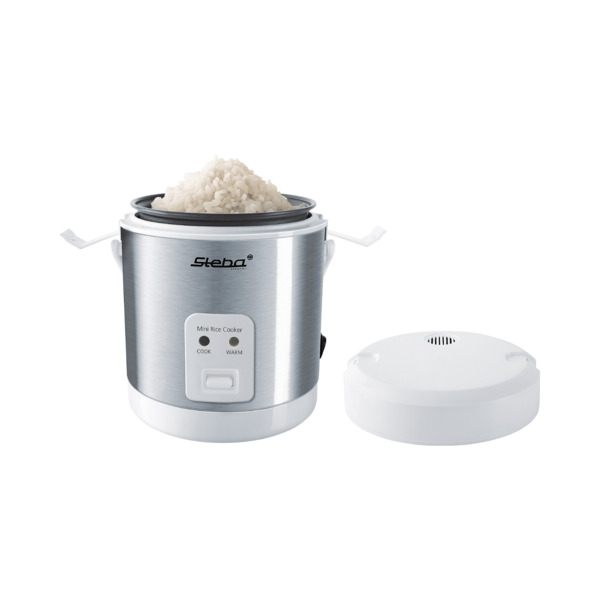 Steba RK 4 M Mini Rice Cooker, White/Stainless Steel, 200 W, 0.9 L