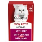 Purina Gourmet Mon Petit Intense Meaty Variety with Beef, Chicken & Lamb, Wet food for cats, Adult, 6 x 50g
