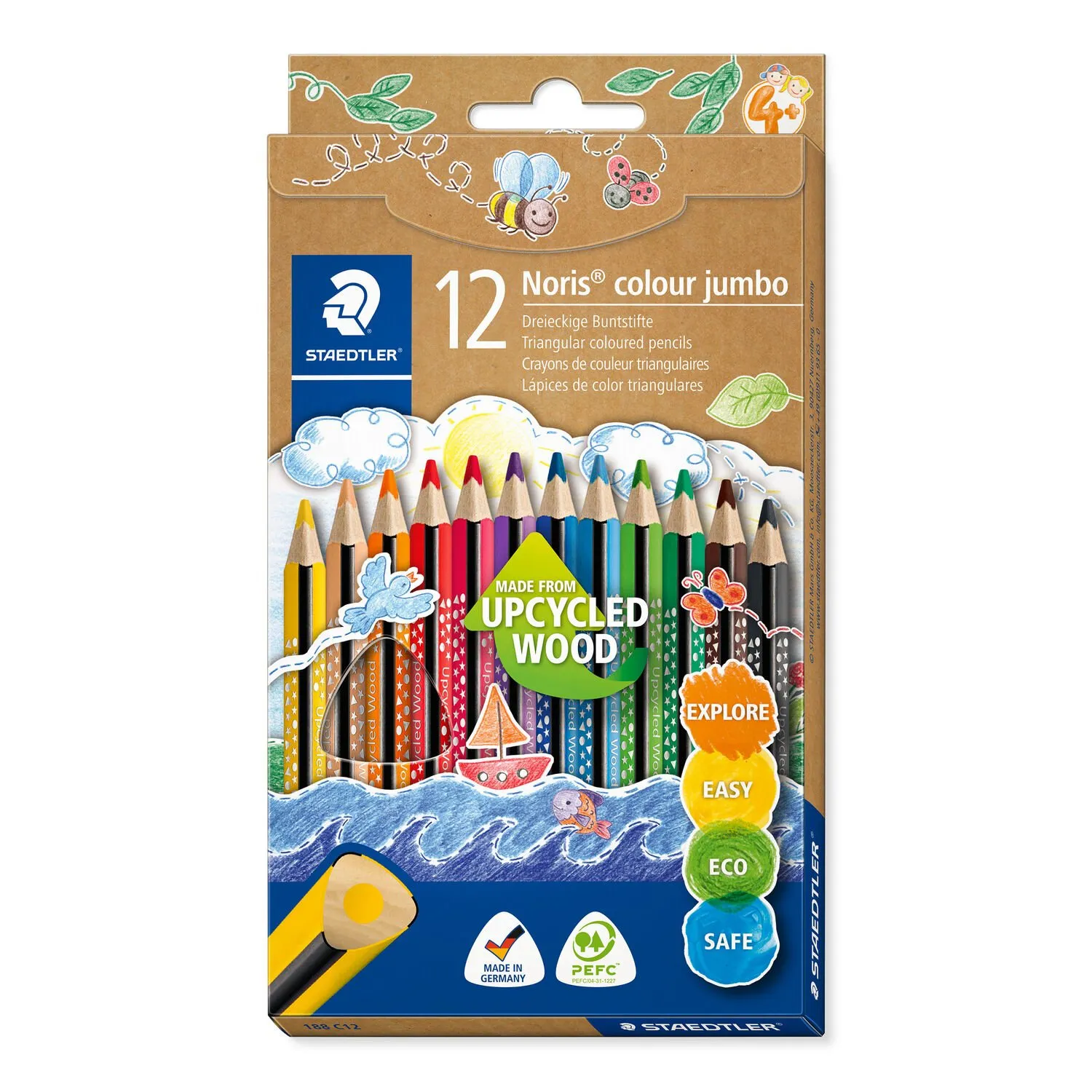 Coloured pencil Noris Upcycled Wood Jumbo ass (12)
