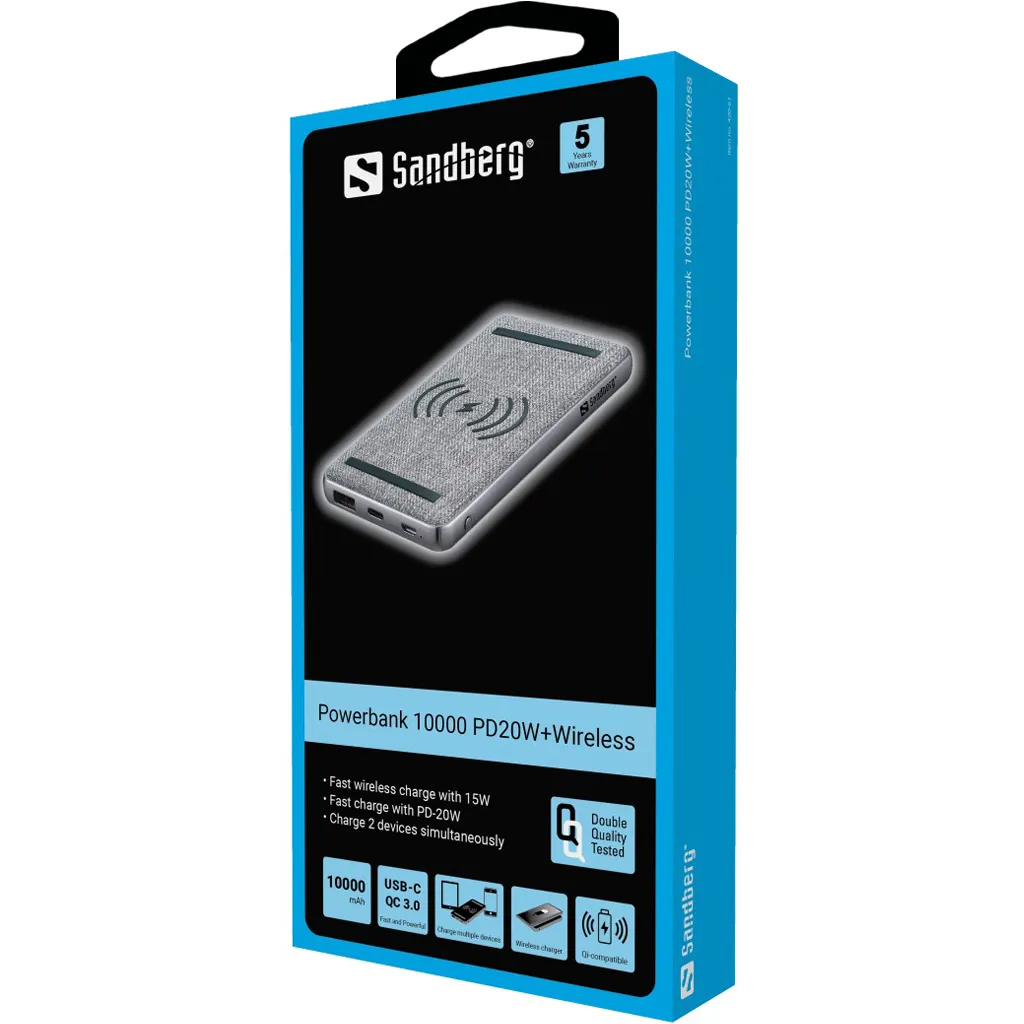 Sandberg Powerbank PD 10000 mAh, 20W - powerbank, Black