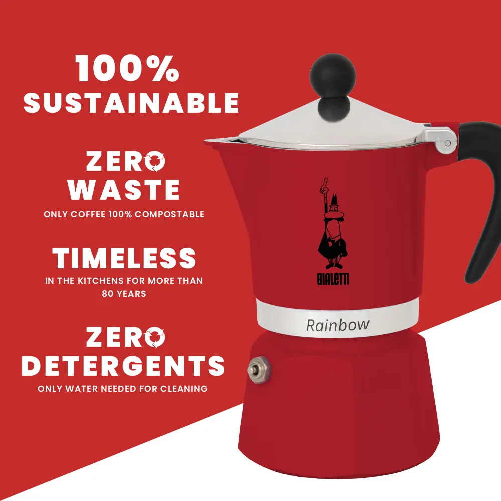 Bialetti Rainbow - espressomaskin, röd, 1 kopp