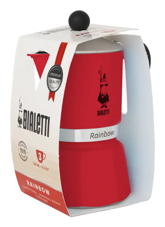 Bialetti Rainbow - espressomaskin, röd, 1 kopp