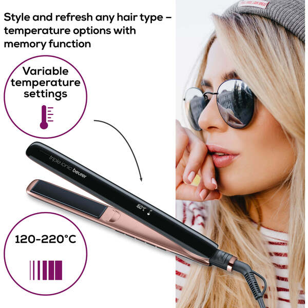 Beurer HS 80 Triple Ionic platt&aring;ng, svart