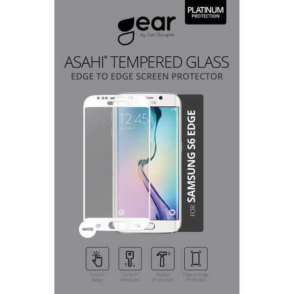 GEAR Karkaistu lasi Ashai 5.1&quot; Samsung S6 Edge Full Fit White