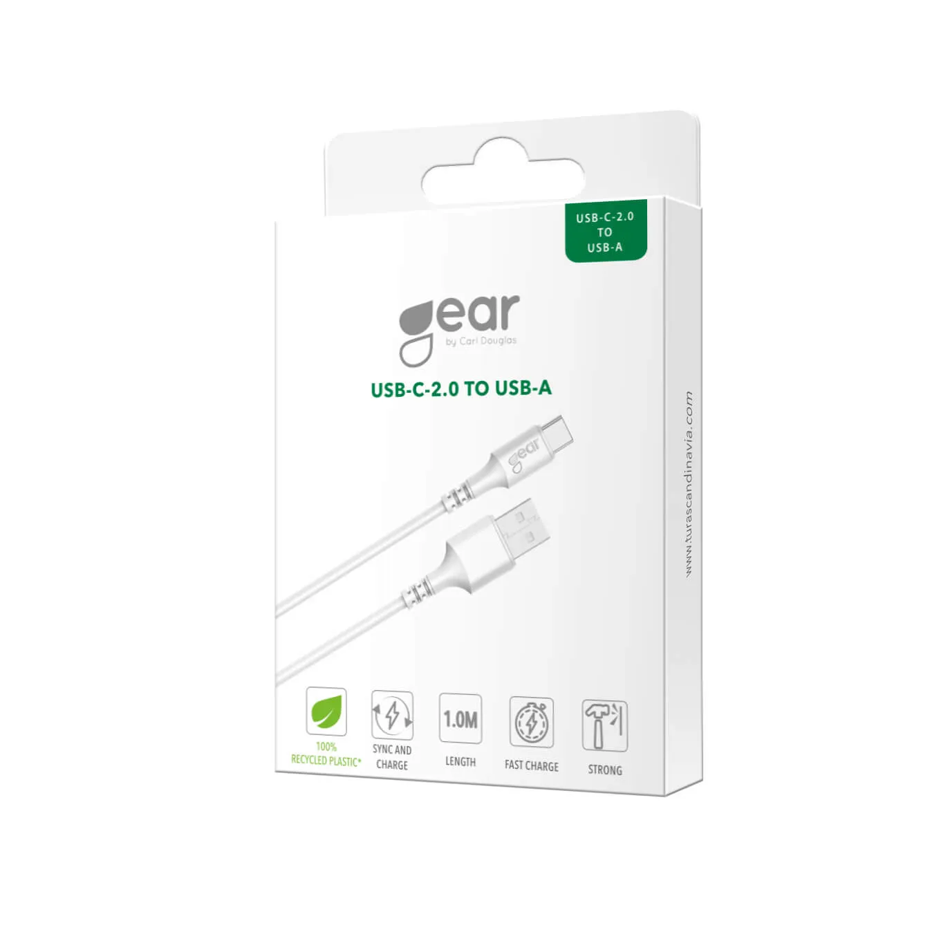 GEAR USB-C 2.0 kabel, 1 m, vit