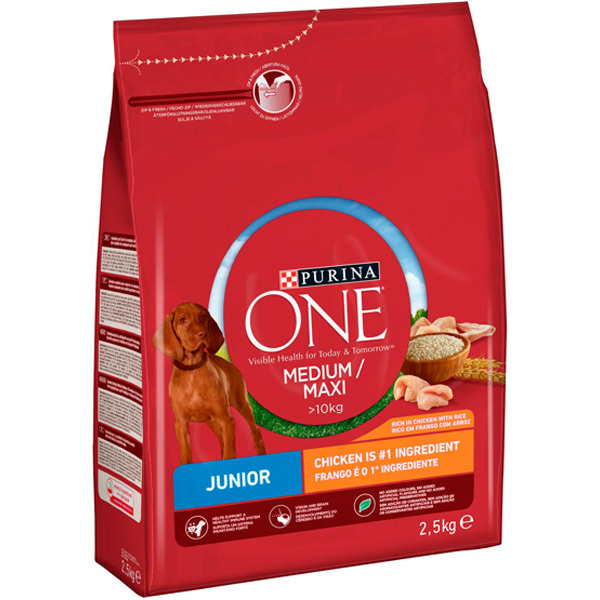 Purina ONE Medium/Maxi Junior Chicken and Rice, Dry food for dogs, 2.5kg