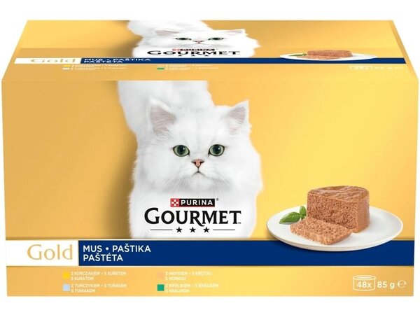 Purina Gourmet Gold Mousse, Wet food for cats, Adult, 48 x 85g