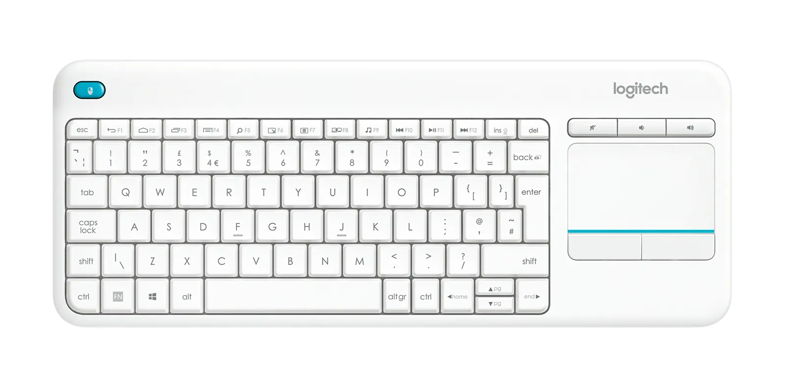 Logitech K400 Plus Wireless Keyboard, White