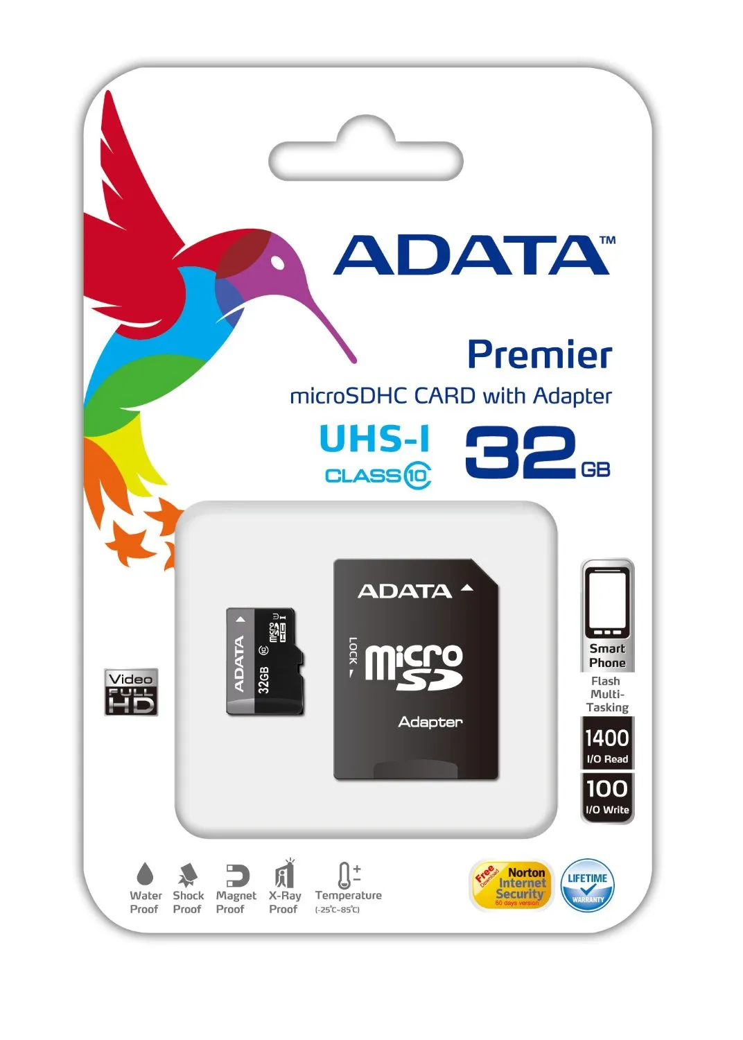 A-Data 32 GB MicroSDHC - minneskort + SD adapter