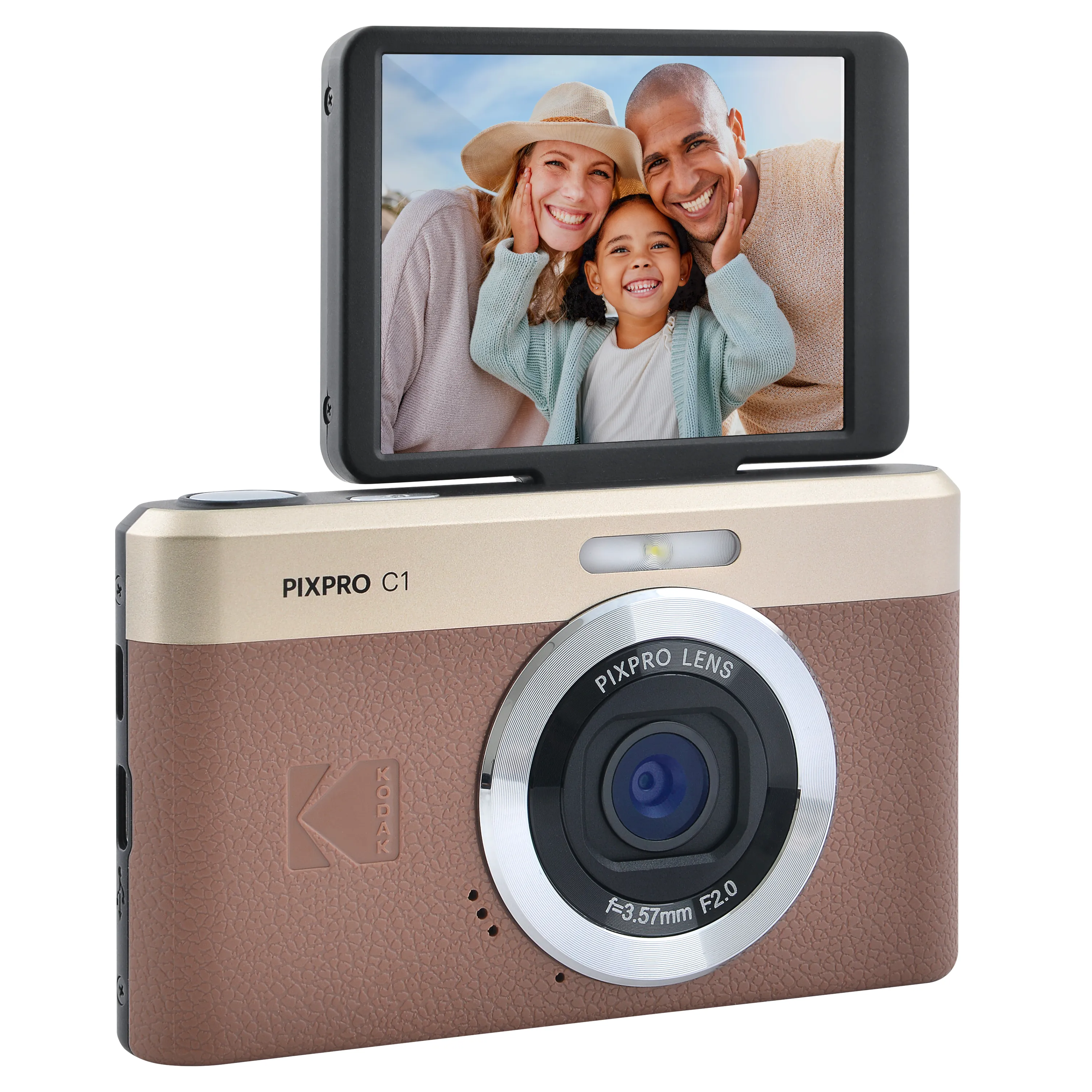 KODAK Digital Camera Pixpro C1 CMOS 5x 16MP Brown - Bundle
