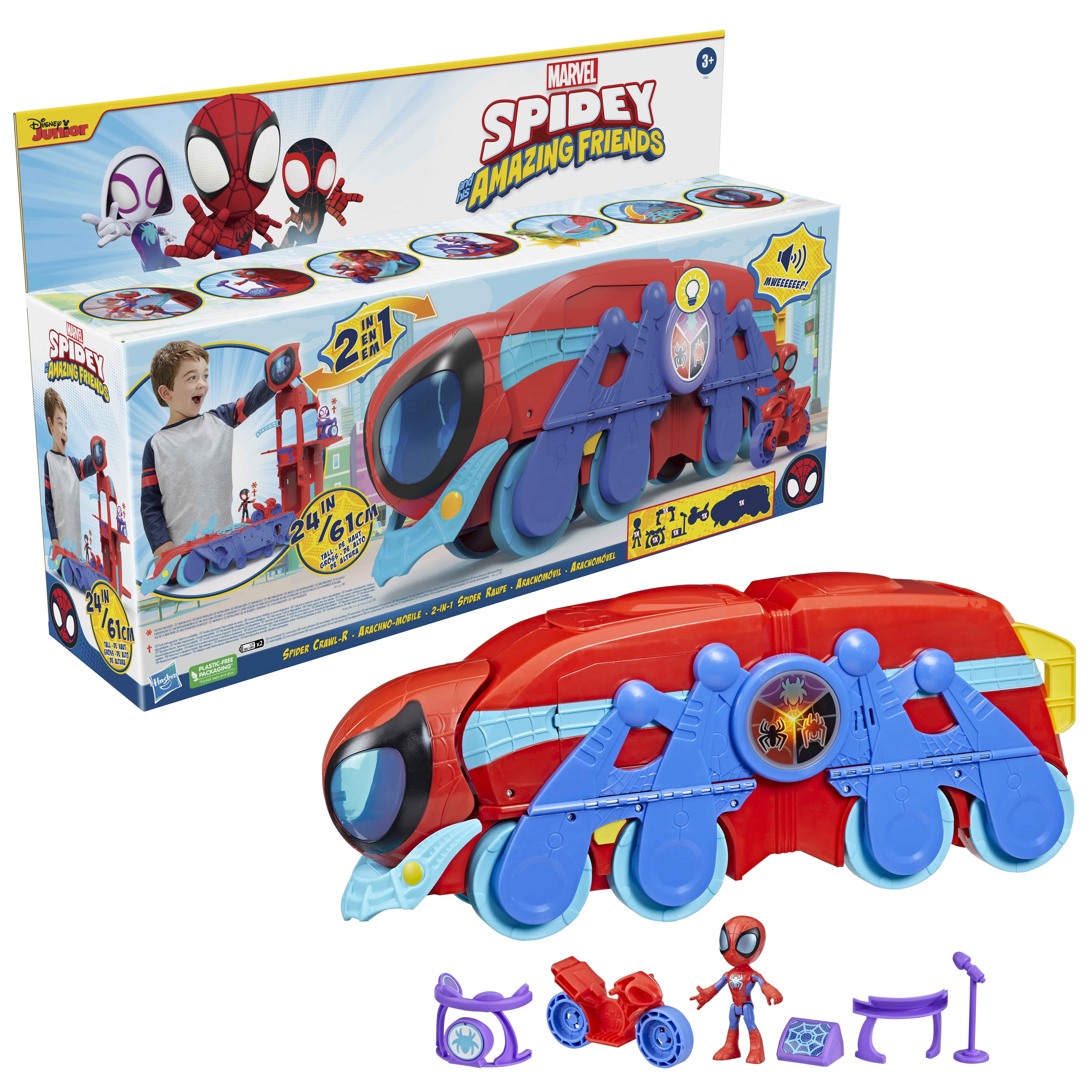 Hasbro Marvel Spidey and His Amazing Friends 2-in-1 Spider Caterpillar Toy Vehicle