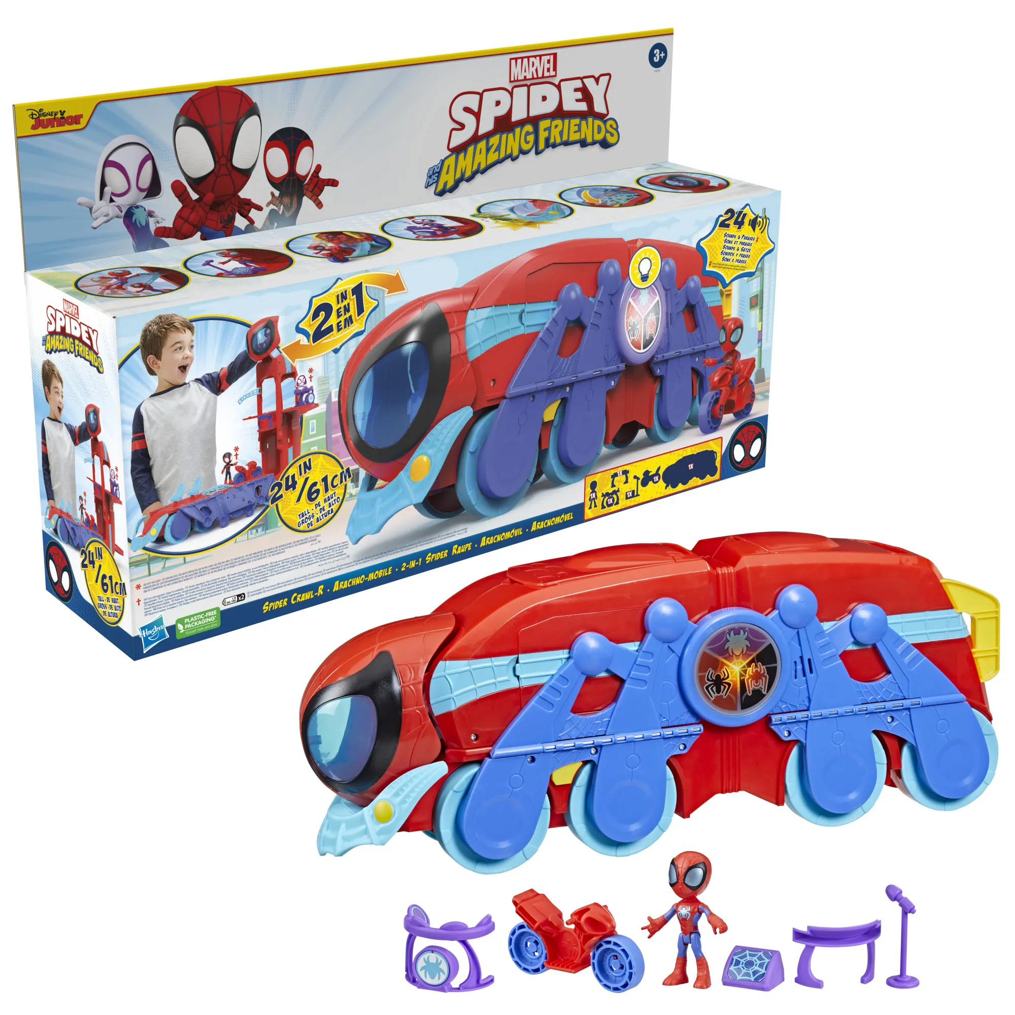 Hasbro Marvel Spidey and His Amazing Friends 2-in-1 Spider Caterpillar Toy Vehicle
