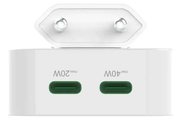 HAMA Fast Folding Mini Charger 2xUSB-C GaN PD 40W White