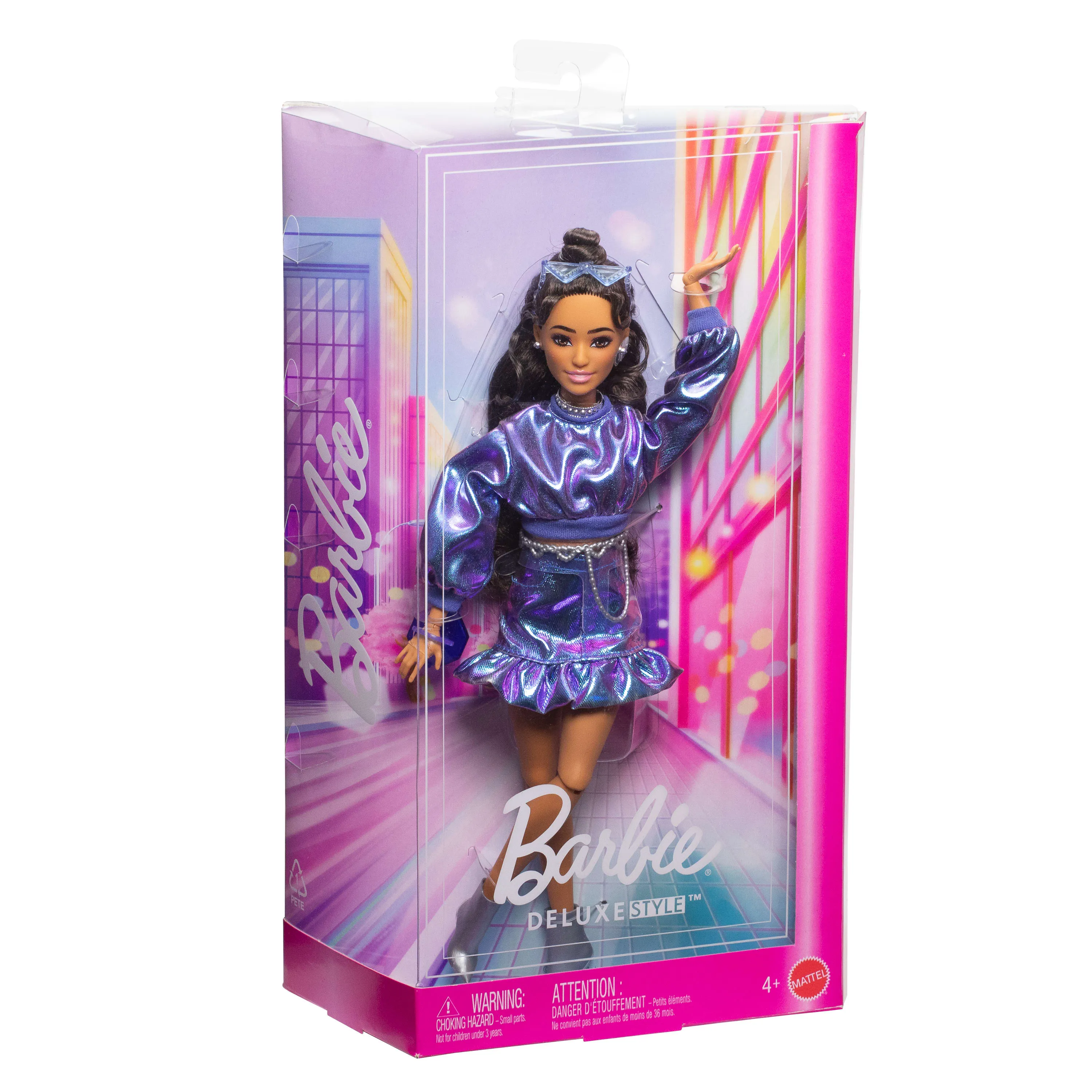 Barbie Barbie Deluxe Style in blue metallic outfit, doll