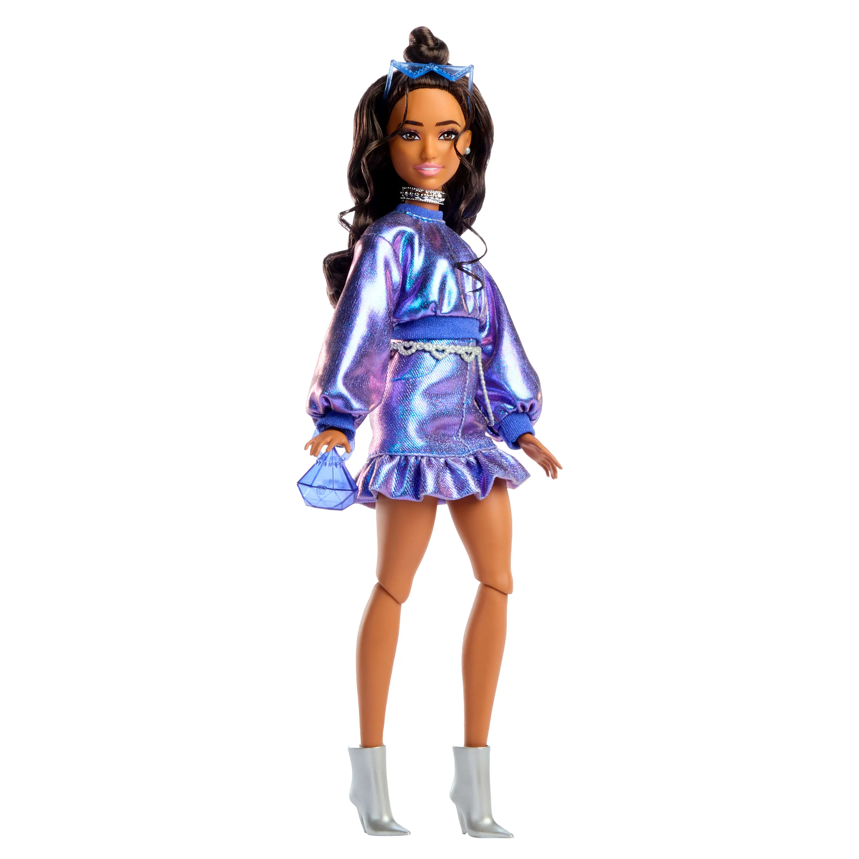 Barbie Barbie Deluxe Style in blue metallic outfit, doll