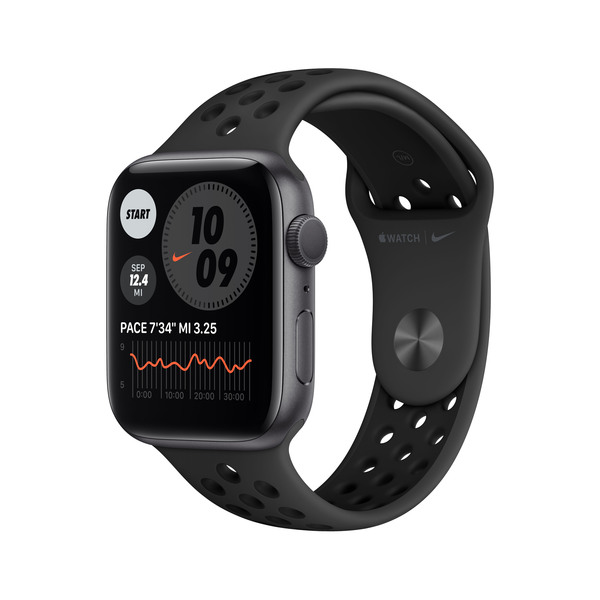 Apple Watch Nike Series 6 GPS + Cellular, 44mm Space Grey Aluminium Case with Anthracite/Black Nike Sport Band - Regular