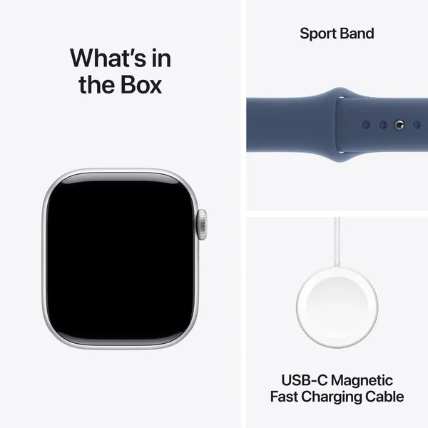 APPLE Watch Series 10 GPS + Cellular 42mm Silver Aluminium Case with Denim Sport Band - S/M