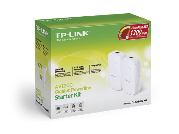 TP-LINK AV1200 Powerline startpaket med tv&aring; adaptrar, Gigabit, vit