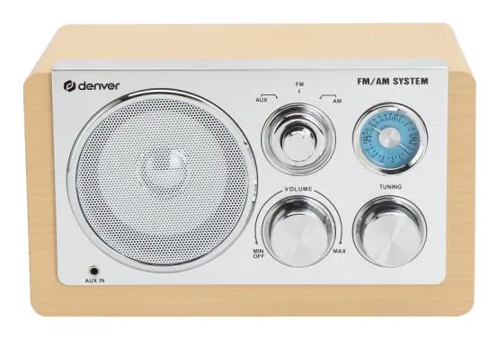 Denver TR-63LW b&auml;rbar analog AM/FM-radio (bambu, silver)