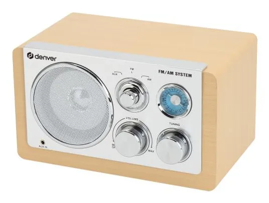 Denver TR-63LW b&auml;rbar analog AM/FM-radio (bambu, silver)