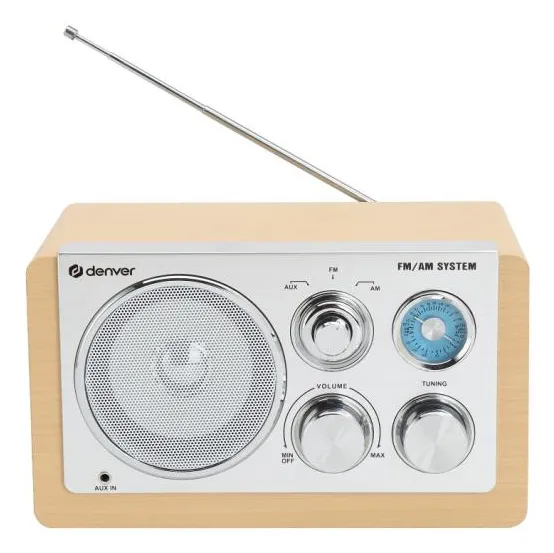 Denver TR-63LW b&auml;rbar analog AM/FM-radio (bambu, silver)