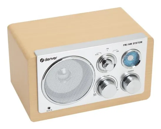 Denver TR-63LW b&auml;rbar analog AM/FM-radio (bambu, silver)