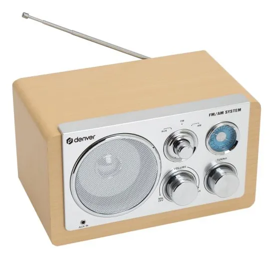 Denver TR-63LW Portable AM/FM Analogue Radio (Bamboo, Silver)