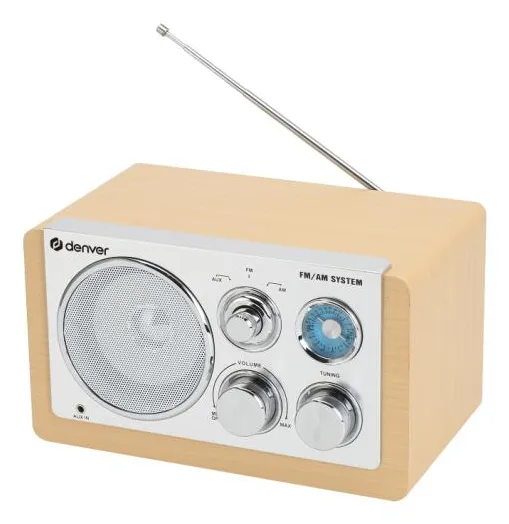 Denver TR-63LW Portable AM/FM Analogue Radio (Bamboo, Silver)