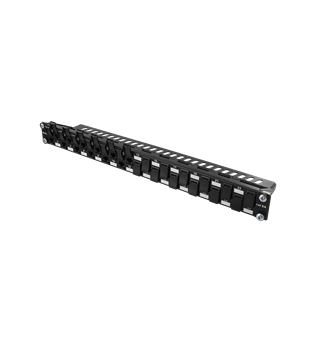 DELTACO UTP-kytkent&auml;paneeli, 24xRJ45, Cat6a, 10Gbps, 24xkeystone, 1U