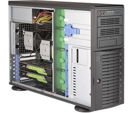 Supermicro SuperServer 7049A-T - Palvelin - torni - 4U - 2-teinen - RAM 0 GB - SATA - pikavaihto 3.5" - ei kiintolevy&auml; - AST2500 - GigE - monitori: ei ole