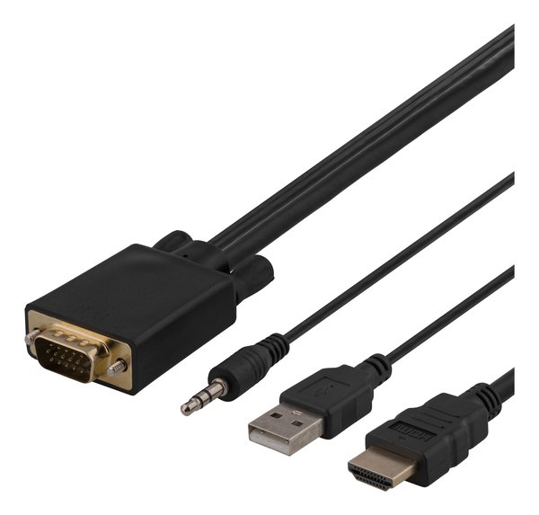 VGA to HDMI+USB+Sound 3m black