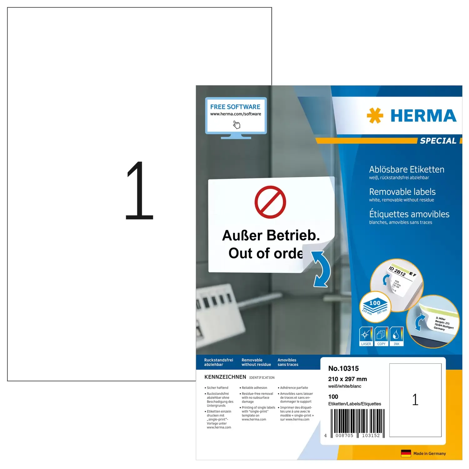 Herma label removable 210x297 (100)