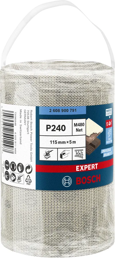 Bosch Expert M480 net sanding roll 115mm, K240, sanding sheet (5 meters)