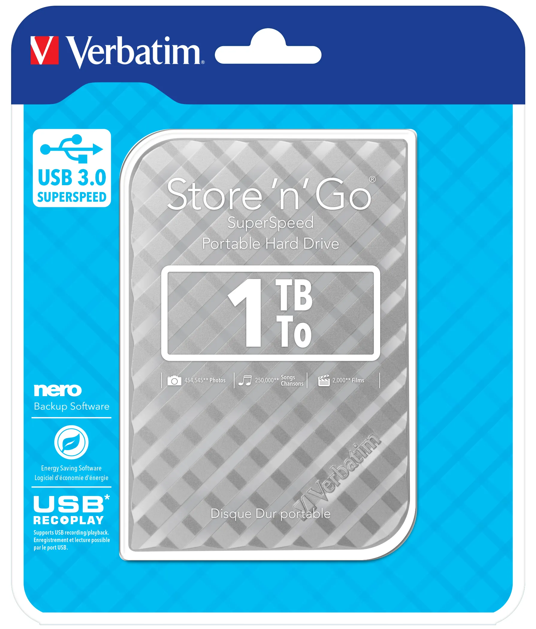 Verbatim Store 'n' Go 1TB 2.5" External HDD, Silver