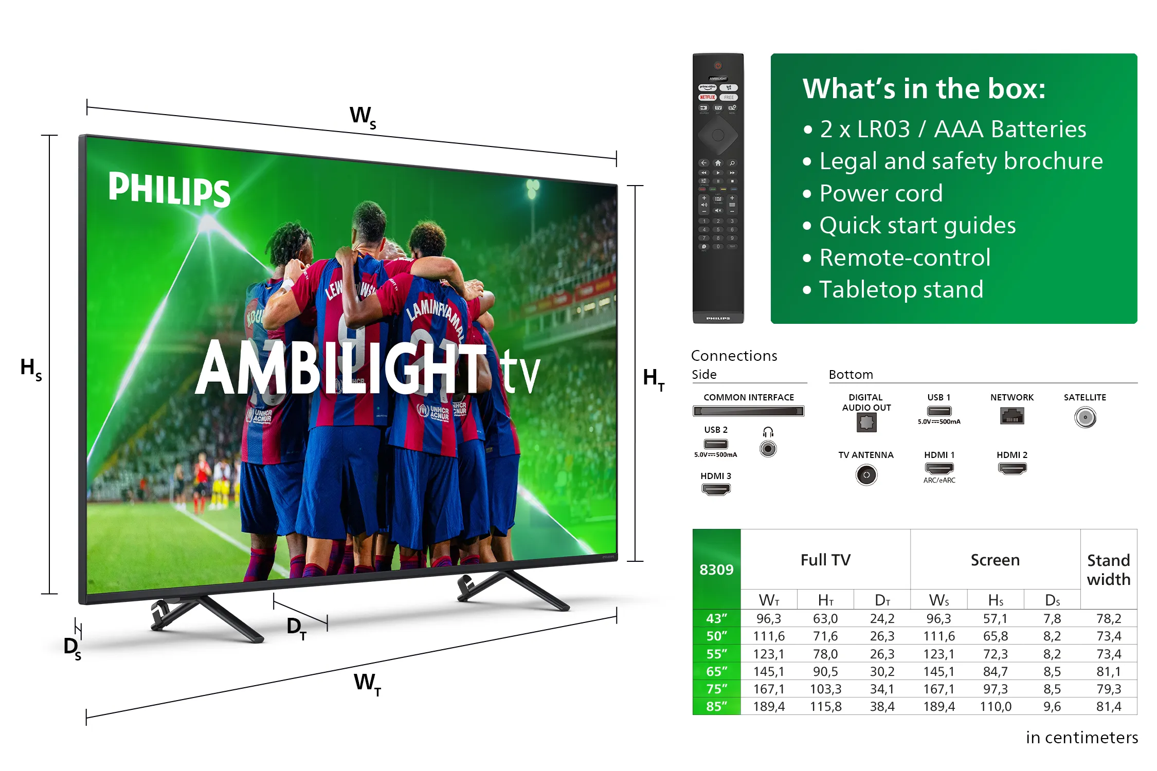 PHILIPS 55" AMBILIGHT TV PUS8309, 4K, 60HZ, TITAN OS