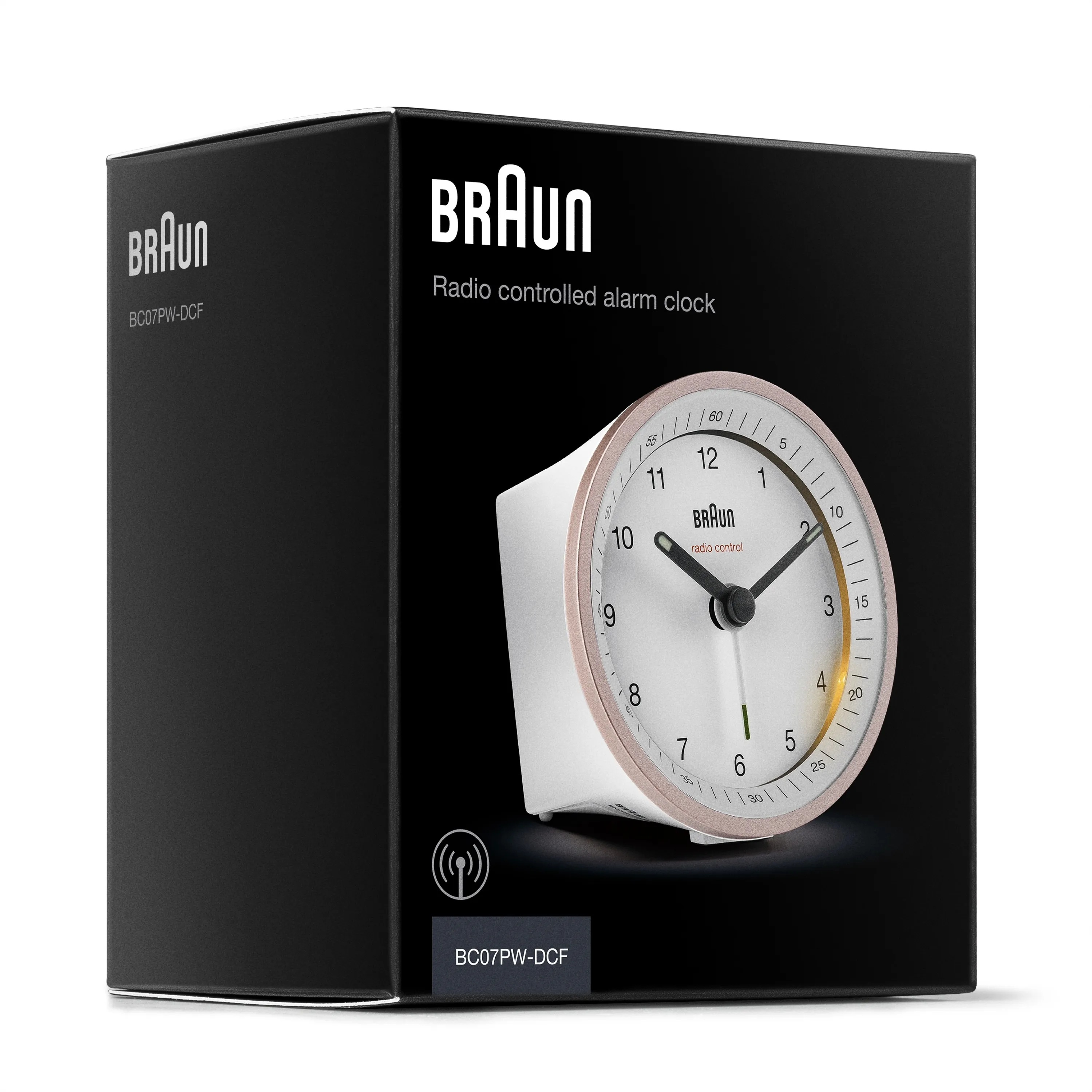 Braun BC 07 PW-DCF Radiokontrollerad analog v&auml;ckarklocka - Rosa/Vit