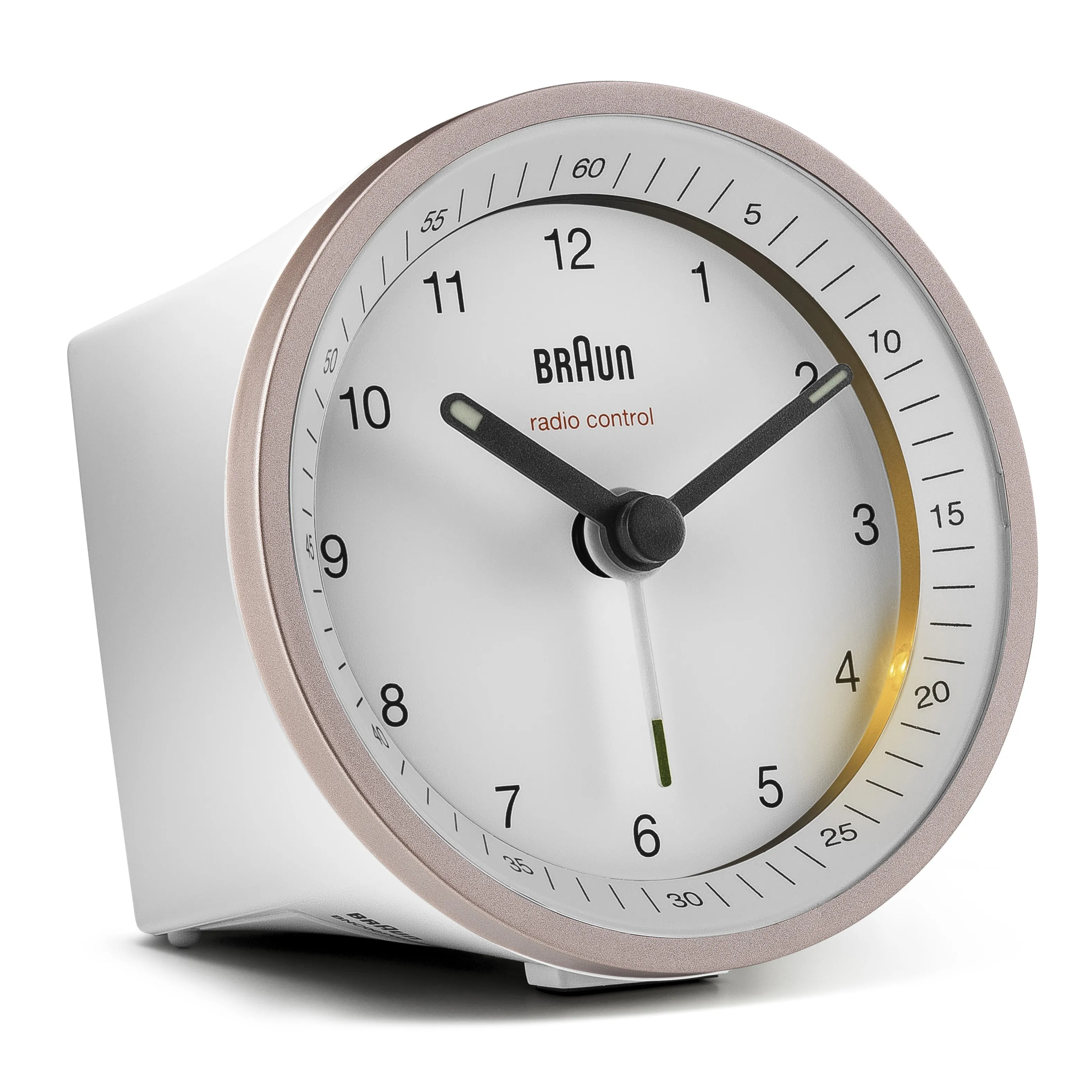 Braun BC 07 PW-DCF Radiokontrollerad analog v&auml;ckarklocka - Rosa/Vit