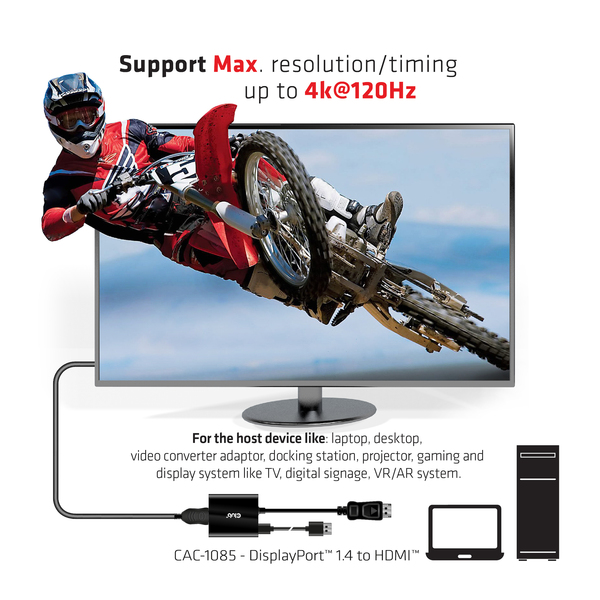 CLUB 3D Displayport 1.4 TO HDMI 4K120HZ active repeater  M/F