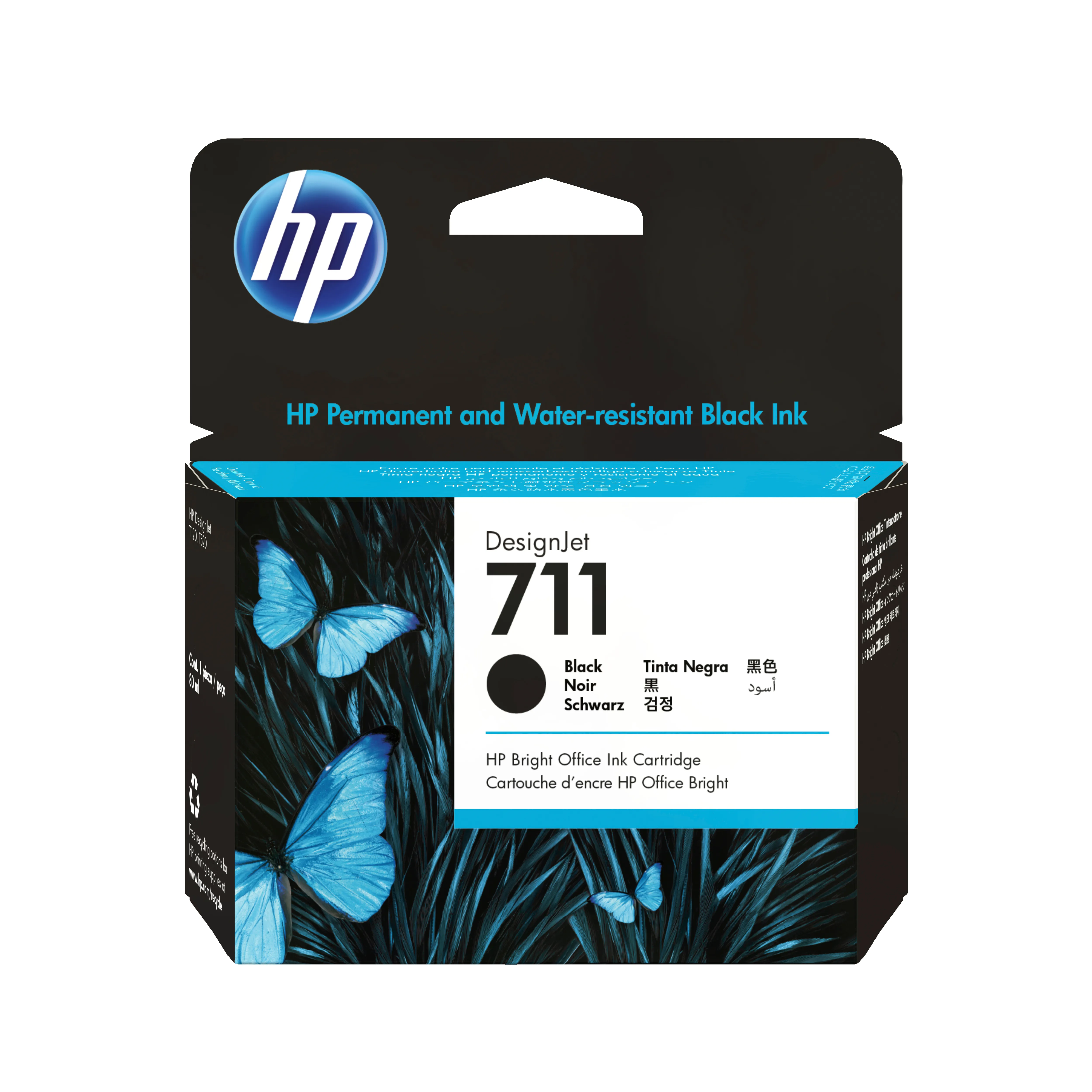 HP 711 - 80 ml - musta - alkuper&auml;inen - mustepatruuna malleihin DesignJet T120 ePrinter, T520 ePrinter