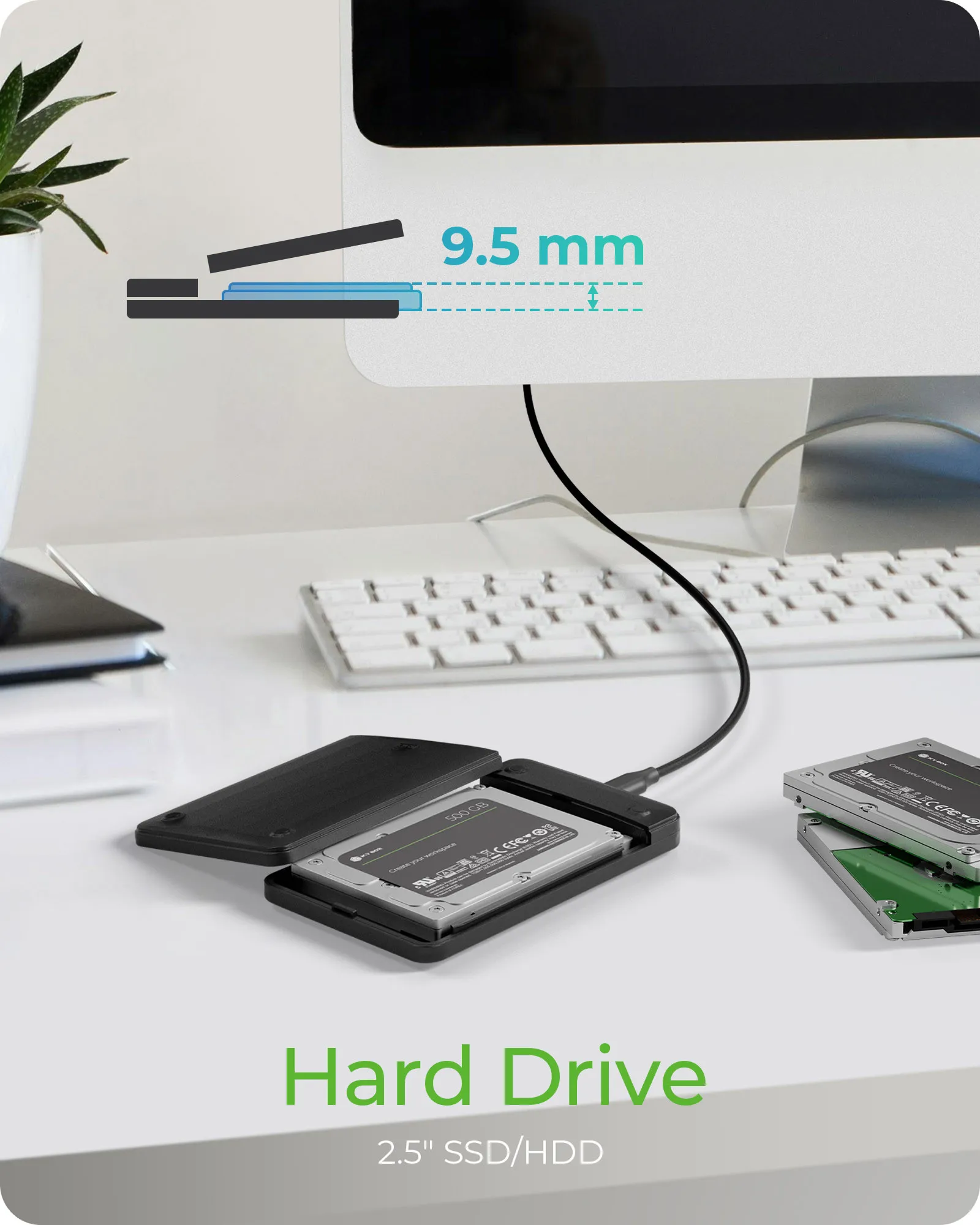 ICY BOX IB-201T-CU31 2,5" HDD/SSD-ulkoisen aseman kotelo, 1-paikkainen, USB-C, musta