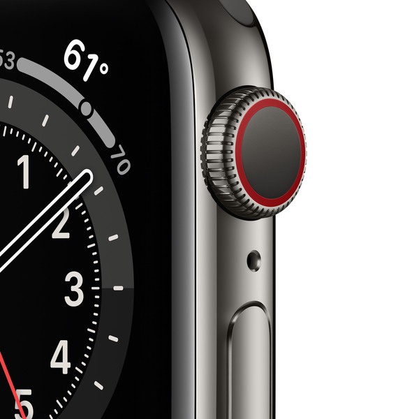 Apple Watch Series 6 GPS + Cellular, 40mm Graphite Stainless Steel Case with Black Sport Band - Regular