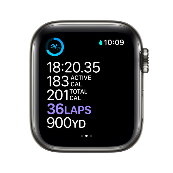 Apple Watch Series 6 GPS + Cellular, 40mm Graphite Stainless Steel Case with Black Sport Band - Regular