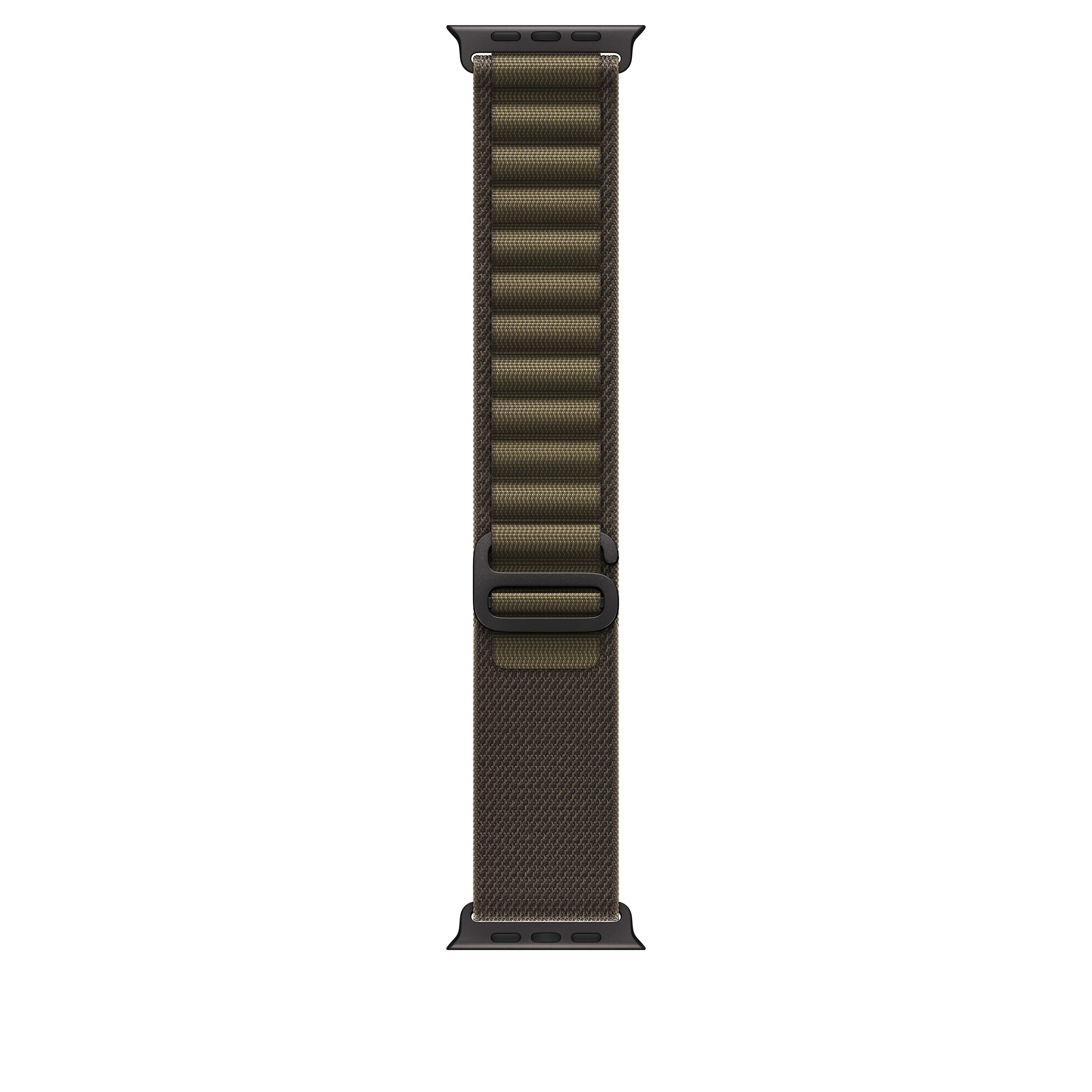 Apple Watch 49 mm -Alpine-ranneke, tummanoliivi, keskikokoinen, mustatitaani