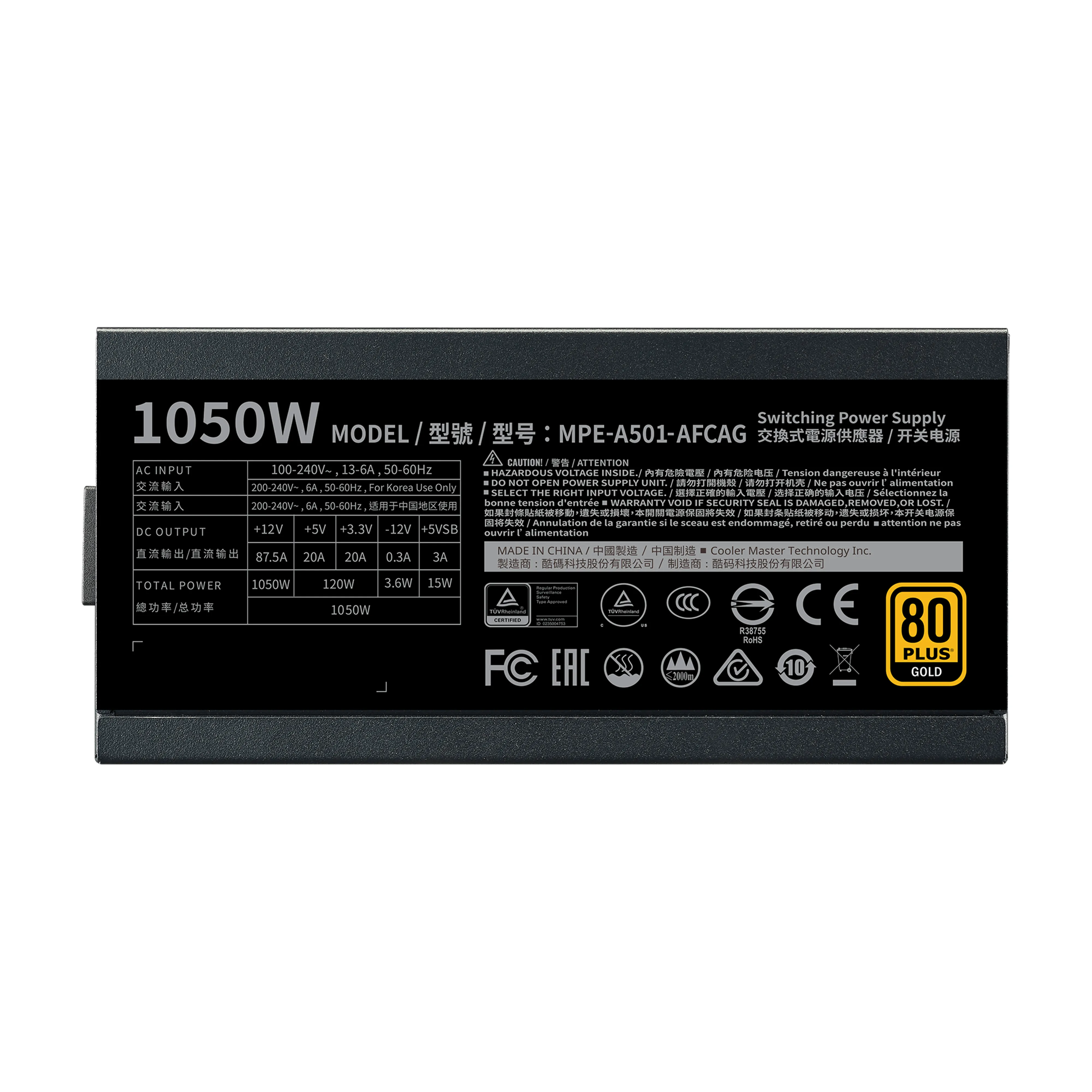 Cooler Master MWE Gold V2 ATX 3.0 1050W - n&auml;taggregat, 80 Plus Gold