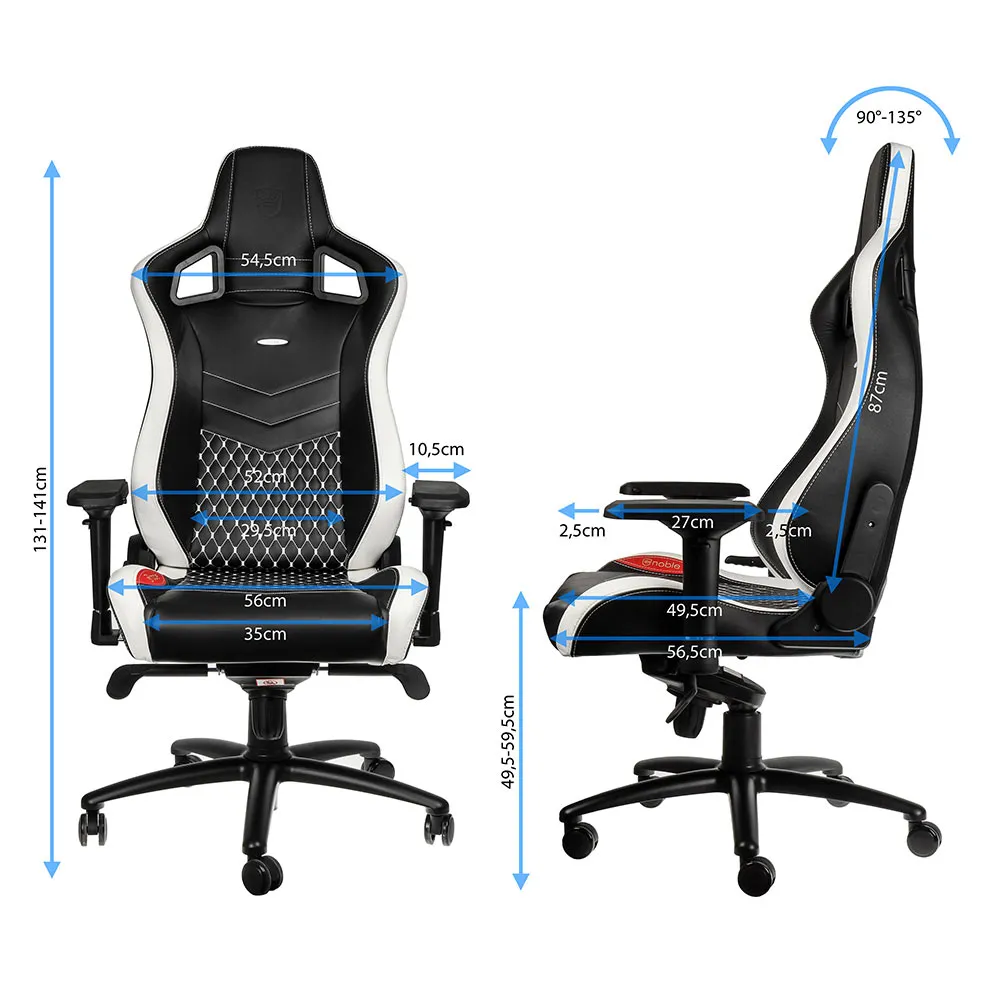 Noblechairs EPIC Real Leather Gaming Chair - Black/Red/White