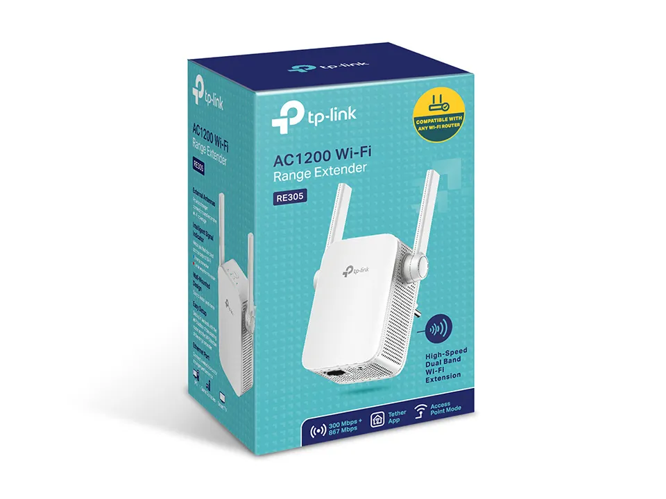 TP-Link Range Extender för trådlöst nätverk, 802.11ac, 1200Mbps, vit